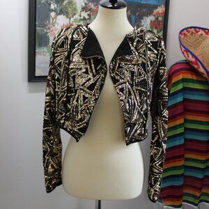 Women's Sequined Jacket Top - Long Sleeve - Size Small